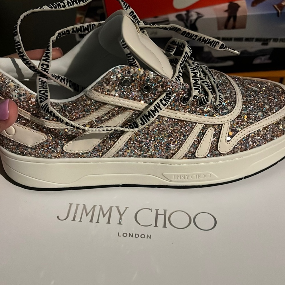 Jimmy Choo Hawaii Coarse Glitter Sneakers